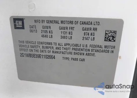 2014 Chevrolet Impala Limited Lt from USA, damaged, VIN 2G1WB5E39E1102664